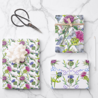 Watercolor Thistles Wrapping Paper Sheet
