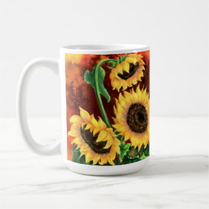 Watercolor Three Sunflowers Coffee Mug