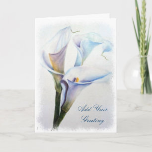 WATERCOLOR THREE WHITE LILY STALKS ENCOURAGING CARD