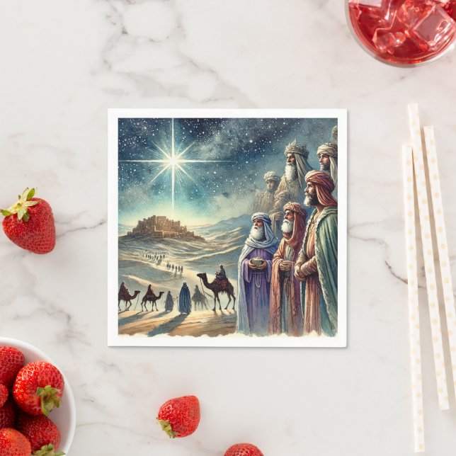 Watercolor Three Wise Men Nativity Decoupage Napkin (Insitu)