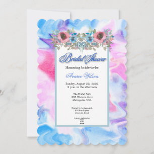 Watercolor Tie Dye and Flowers Invitation
