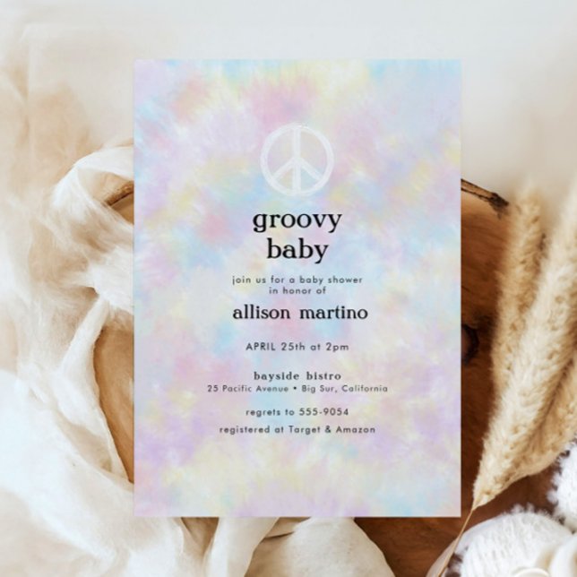 Watercolor Tie Dye Peace Hippie Baby Shower Invitation (Creator Uploaded)