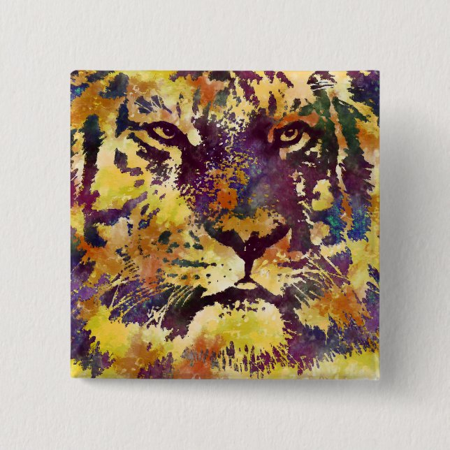 Watercolor Tiger 15 Cm Square Badge (Front)