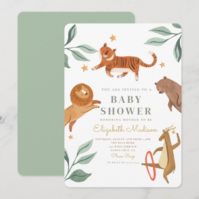Watercolor Tiger Baby Shower invitation (Front/Back)