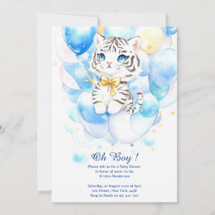Watercolor Tiger Boy Baby Shower Invitation
