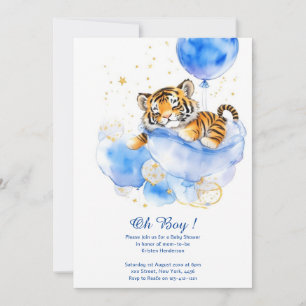 Watercolor Tiger Boy Baby Shower Invitation