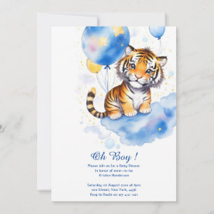 Watercolor Tiger Boy Baby Shower Invitation