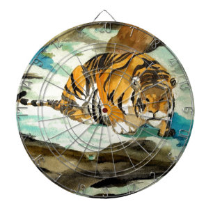 Watercolor Tiger Dartboard