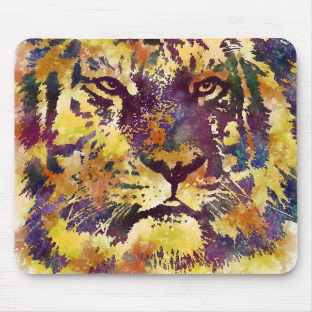 Watercolor Tiger Mouse Mat (Front)