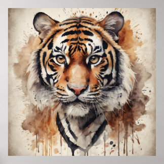 Watercolor Tiger no 10 Poster