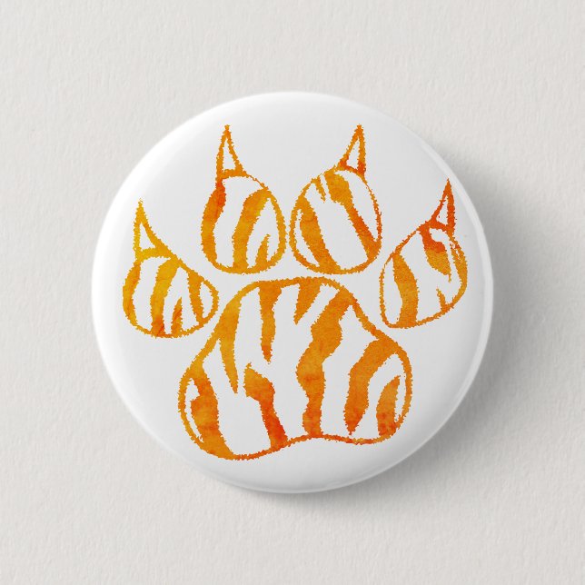 Watercolor Tiger Paw Print Custom 6 Cm Round Badge (Front)