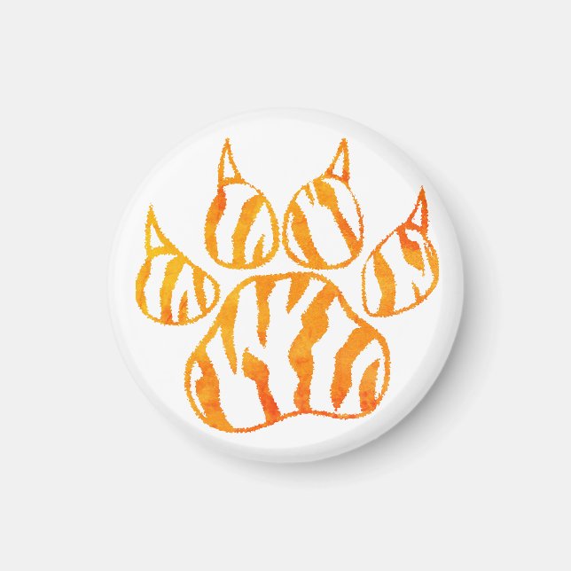 Watercolor Tiger Paw Print Custom Magnet (Front)