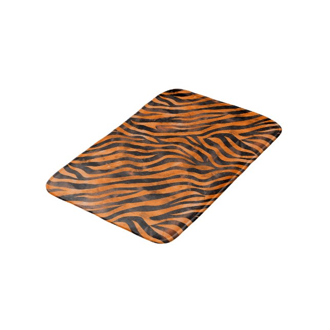 Watercolor Tiger Print Bath Mat (Angled)