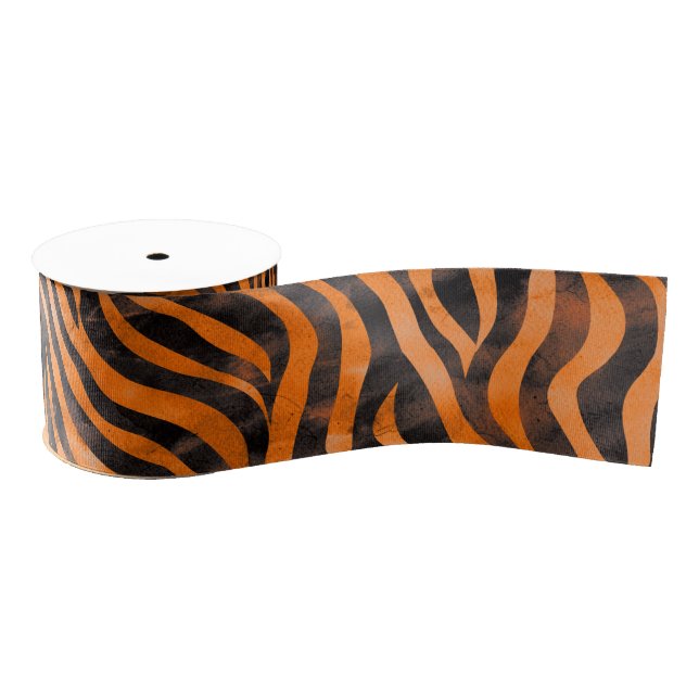 Watercolor Tiger Print Grosgrain Ribbon (Spool)