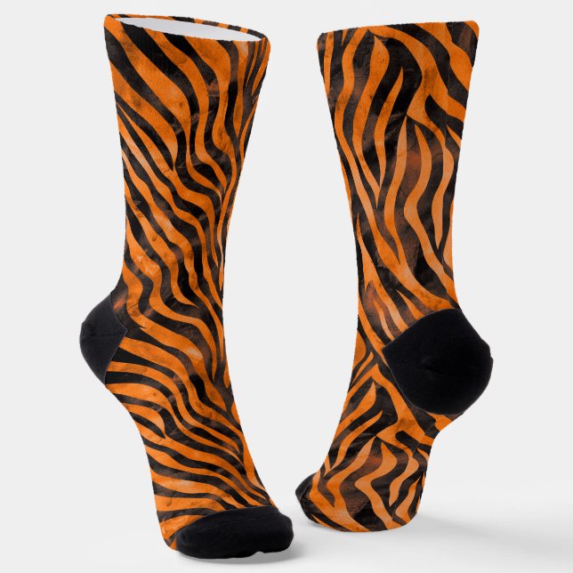 Watercolor Tiger Print Socks (Angled)