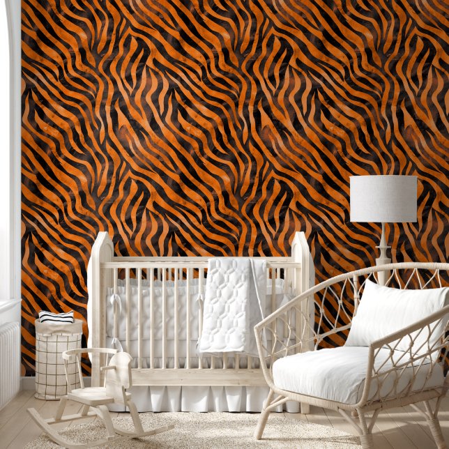 Watercolor Tiger Print Wallpaper (Kids)