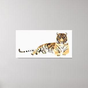 Watercolor Tiger Resting Canvas Print