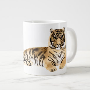 Watercolor Tiger Resting Large Coffee Mug