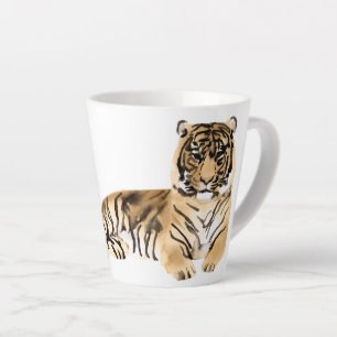 Watercolor Tiger Resting Latte Mug