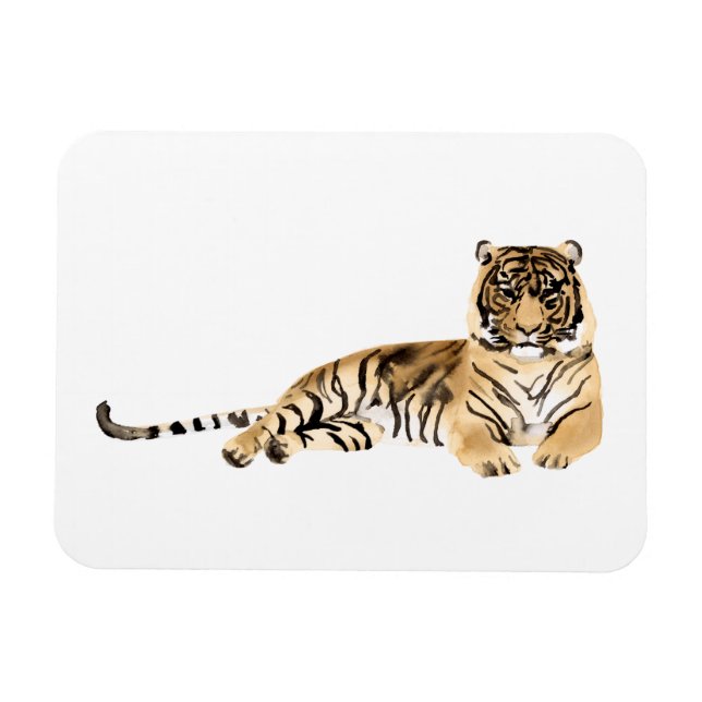 Watercolor Tiger Resting Magnet (Horizontal)