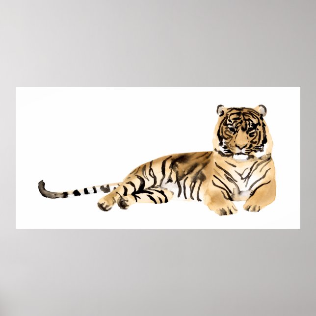 Watercolor Tiger Resting Poster (Front)