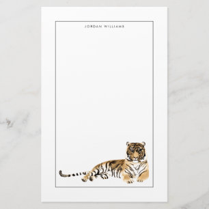 Watercolor Tiger Resting Stationery