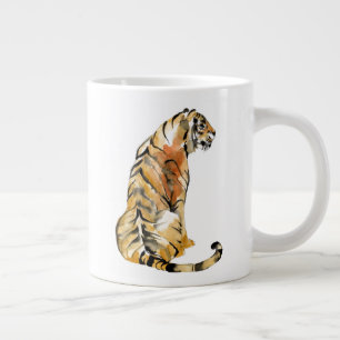 Watercolor Tiger Sitting Large Coffee Mug