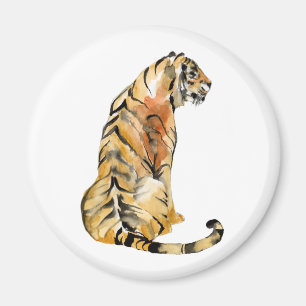 Watercolor Tiger Sitting Magnet
