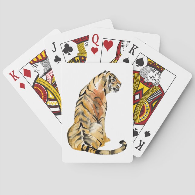Watercolor Tiger Sitting Playing Cards (Back)