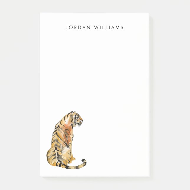 Watercolor Tiger Sitting Post-it Notes (Front)