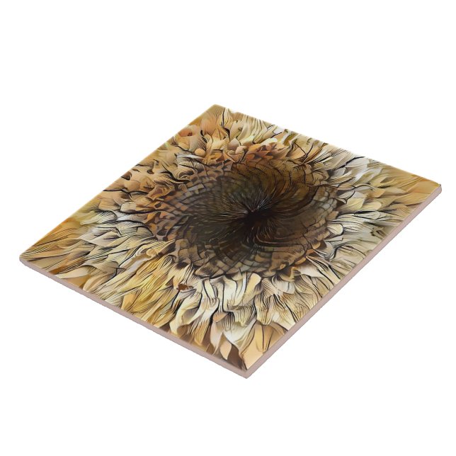 Watercolor Tiger Sunflower Elegant Collection Tile (Side)