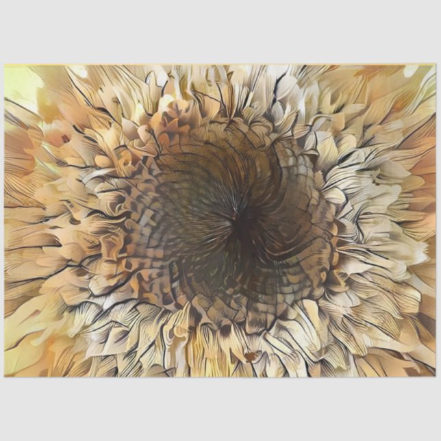 Watercolor Tiger Sunflower Elegant Collection Tissue Paper (Front)