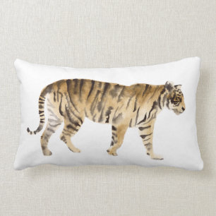 Watercolor Tiger Walking Lumbar Cushion