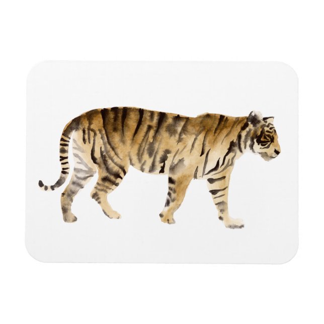 Watercolor Tiger Walking Magnet (Horizontal)