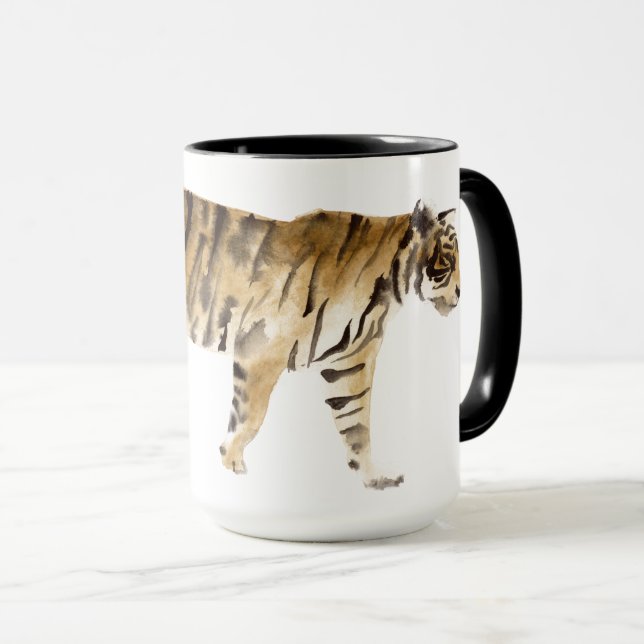 Watercolor Tiger Walking Mug (Front Right)