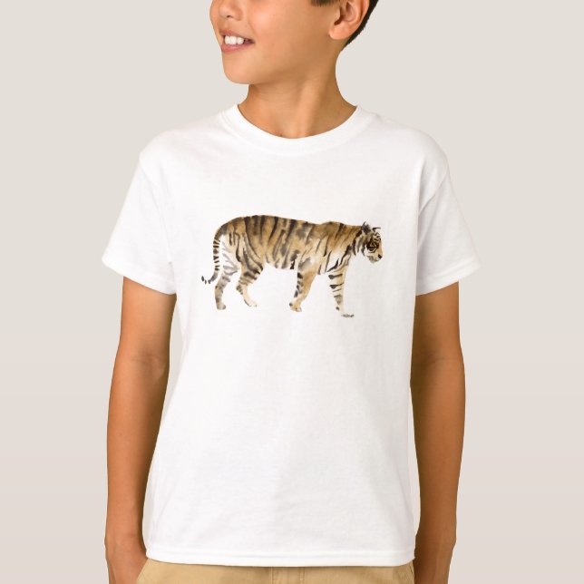 Watercolor Tiger Walking T-Shirt (Front)