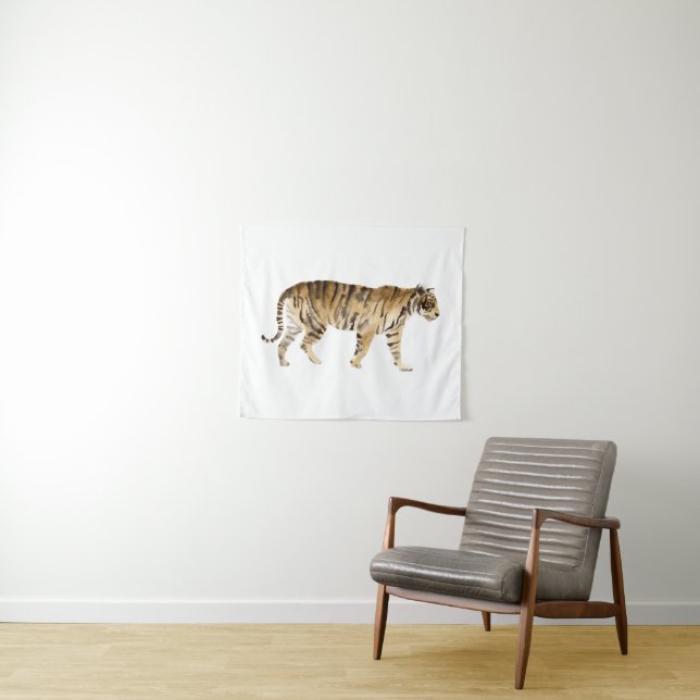 Watercolor Tiger Walking Tapestry (In Situ (Horizontal))