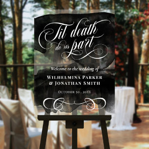 Watercolor Til Death Do Us Part Wedding Welcome Acrylic Sign