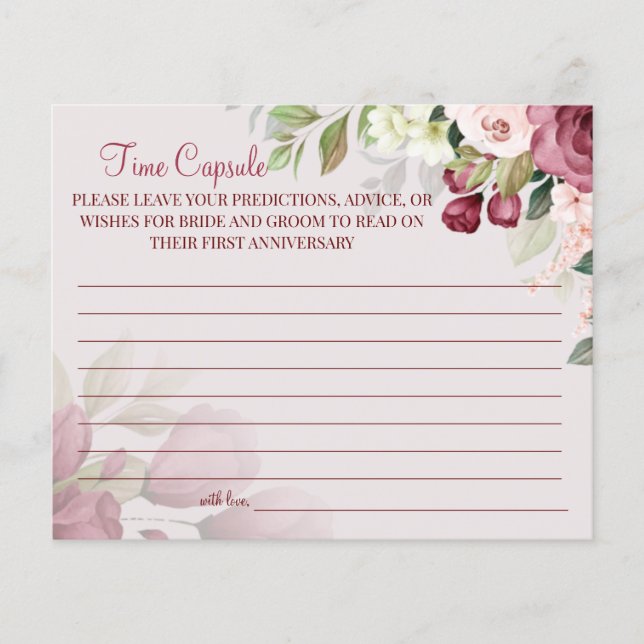 Watercolor  Time Capsule wedding anniversary card (Front)