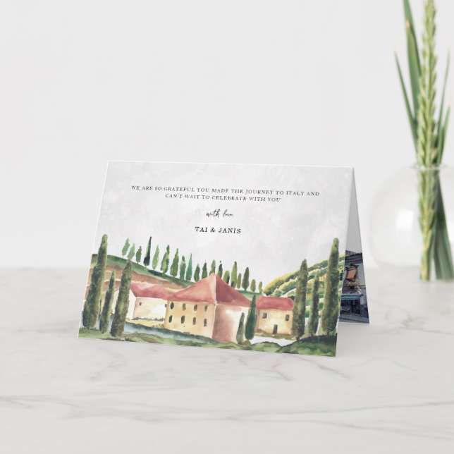 Watercolor Timeline Wedding Save the Date Card (Front)