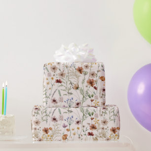 Watercolor Tiny Bloom Boho Floral Pattern Wrapping Paper