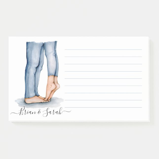 Watercolor Tiptoe Kiss Post-it Notes (Front)
