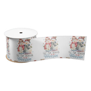 Watercolor tis the Season to freezin Satin Ribbon