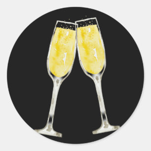 Watercolor Toasting Champagne Flutes Sticker