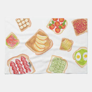 Watercolor Toasts and Sandwiches Tea Towel