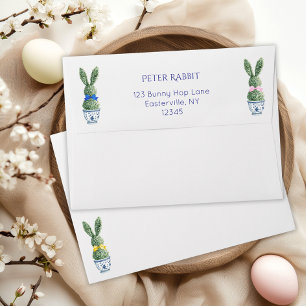 Watercolor Toile De Jouy Bunny Envelope