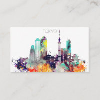 Watercolor Tokyo City Skyline
