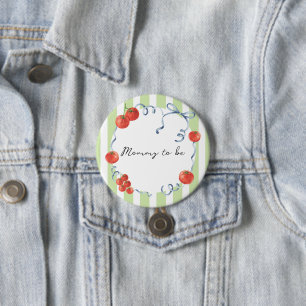 Watercolor tomato baby shower Mummy to be 7.5 Cm Round Badge