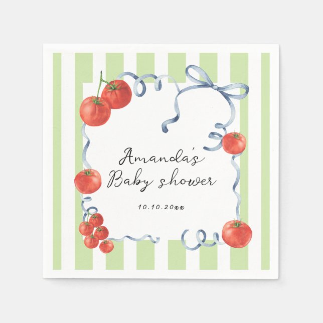 Watercolor tomato baby shower  napkin (Front)