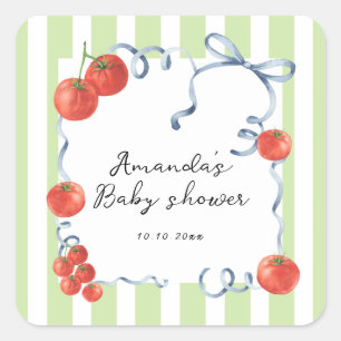 Watercolor tomato baby shower square sticker